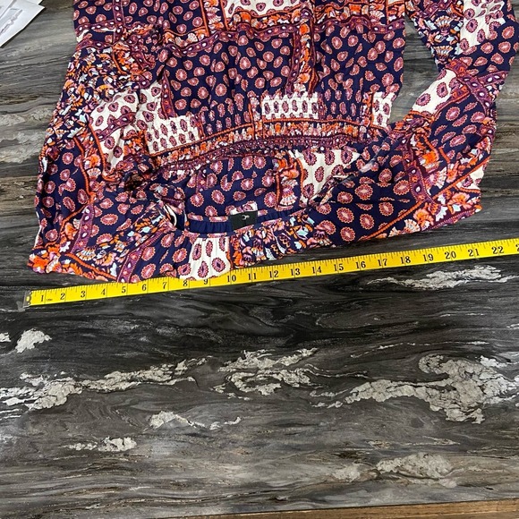 Womens Off Shoulder Dress Large Boho Smocking Flowy Floral Bloomcore Lightweight - Picture 12 of 13